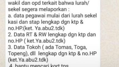 Viral Pesan WA, Lurah Di Tangsel Diminta Cari Data dan Koordinator TPS Jelang Pilkada 2020?