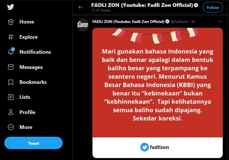 Fadli Zon Koreksi Pilihan Kata di Baliho Puan Maharani