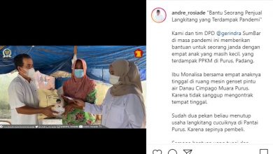 Andre Rosiade Bantu Pedagang Langkitang Cucuik yang Terdampak Pandemi