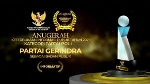 Gerindra Raih Penghargaan Partai Paling Informatif