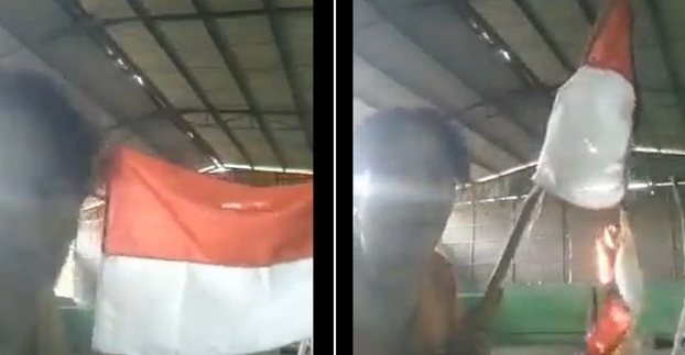 Viral Perempuan di Karawang Bakar Bendera Indonesia