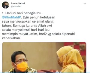 Gubernur Khofifah Ulang Tahun, Anwar Sadad Doakan yang Terbaik