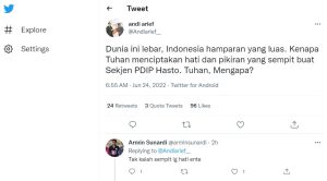 Andi Arief Tanggapi Soal PDIP-Demokrat Sulit Berkoalisi: Kenapa Tuhan Ciptakan Hati dan Pikiran yang Sempit buat Hasto