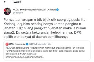 Fadli Zon Nilai Jenderal Dudung Arogan dan Tak Bijak 