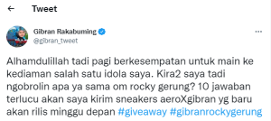 Gibran Sebut Rocky Gerung Salah Satu Idolanya