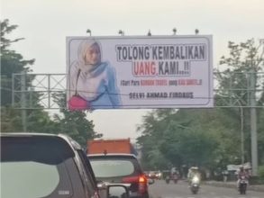 Bukan Iklan dan Kampanye Politikus, Baliho Korban Penipuan Travel di Makassar Viral_bimata.id