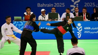 Pembukaan pertandingan dari pesilat wanita dari negara Singapura vs Uzbekistan / FOTO : RIAN/